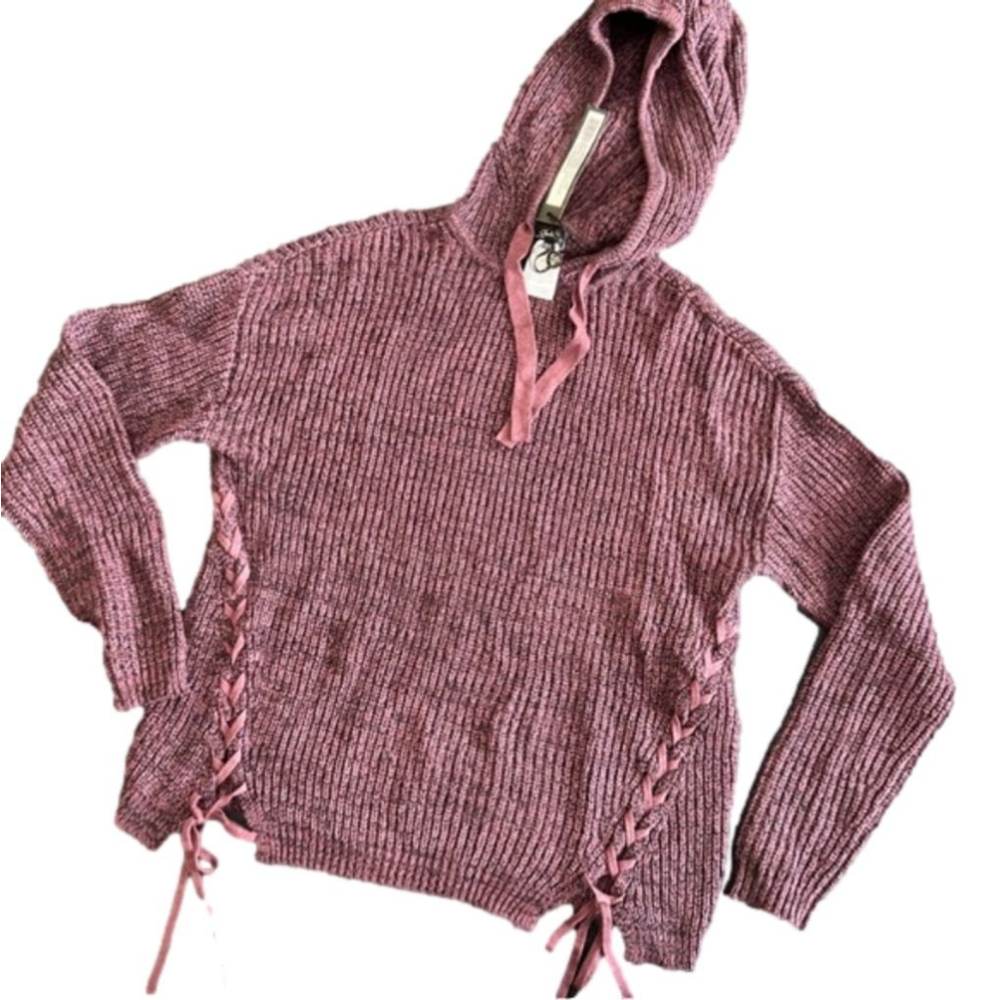 CHARLIE B Hooded Fig Sweater Sz M NWT